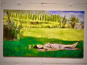 Lady on the Lawn Oil on Canvas 18x31 $600