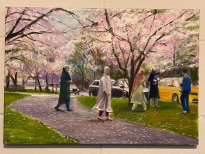 Visitors to Brookside Park Oil on Linen 14x20 $550