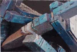Mixed Media Abstract Sawhorses GK86 6 36w x 28h 2009 OUTSIDE IN
